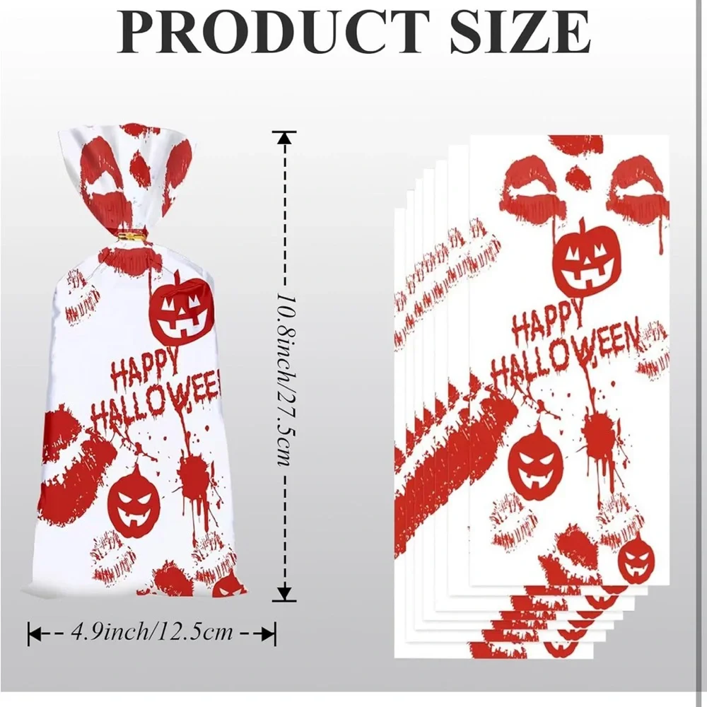 5for$10 Halloween 50Pc Treat Bags Cellophane Candy Goodie Favor Party Supplies